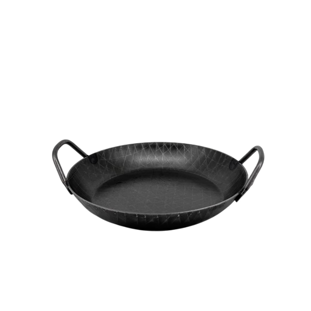 Schmiedeeiserne Servierpfanne, hoher Rand