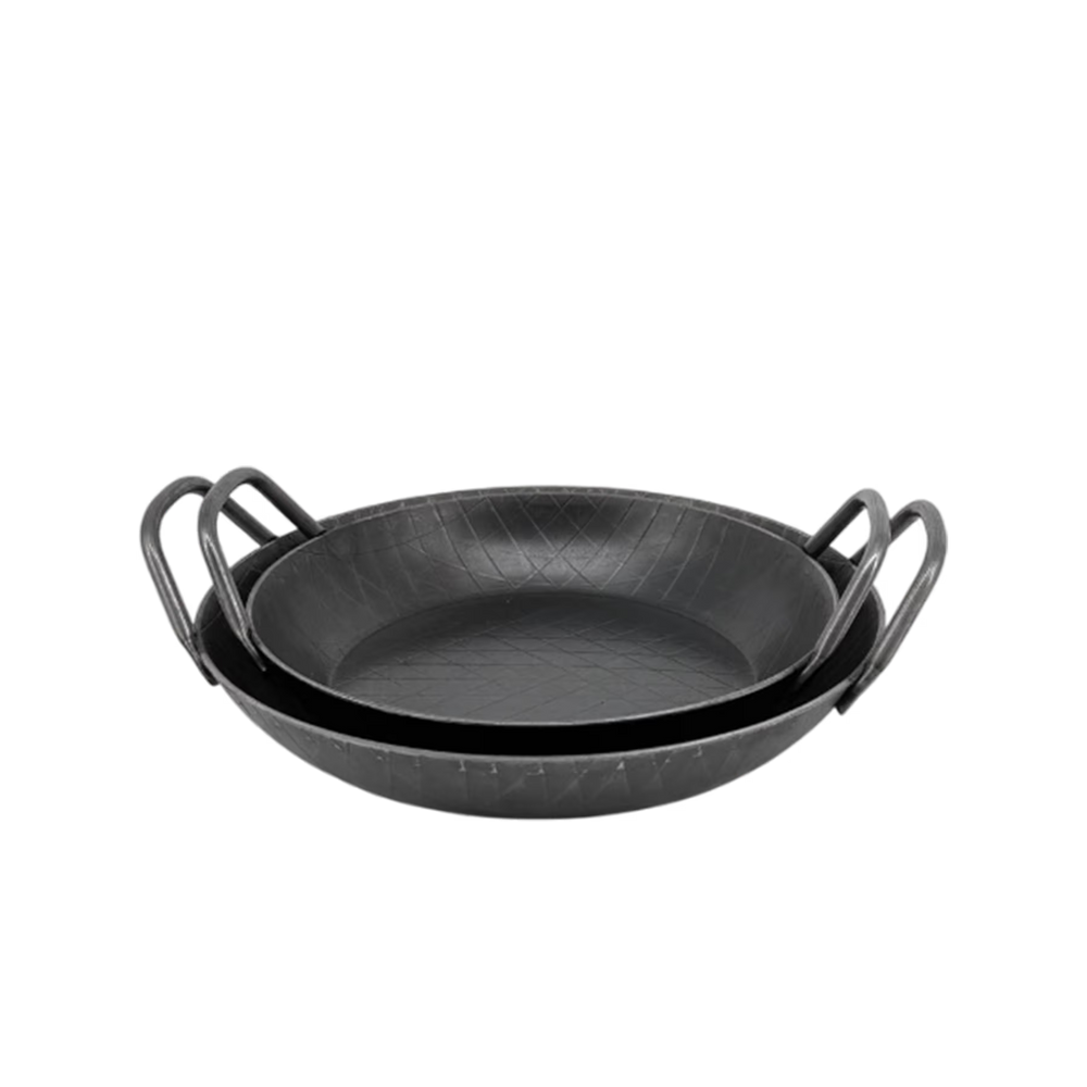 Schmiedeeiserne Servierpfanne, hoher Rand