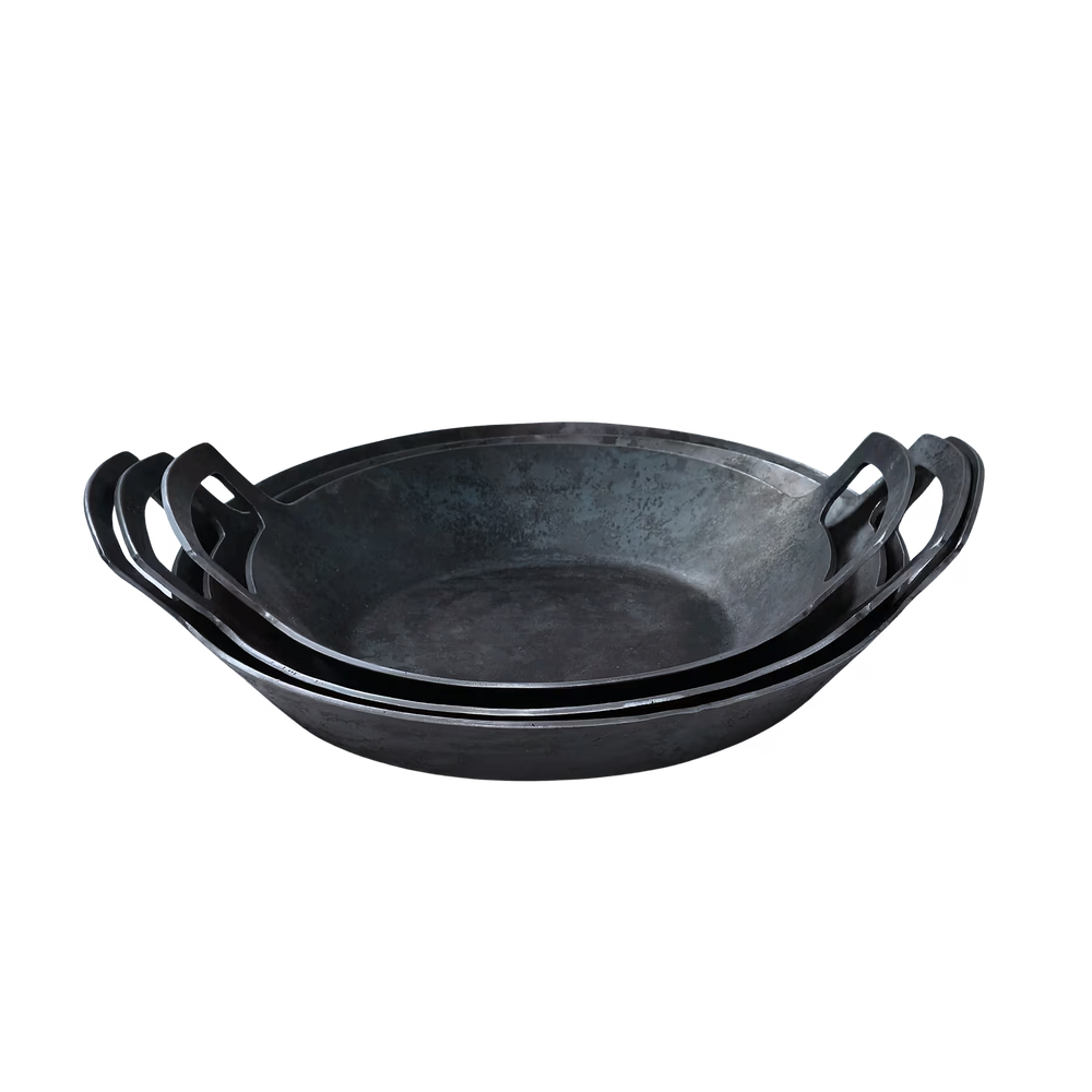 Geschmiedete Servierpfanne, hoher Rand